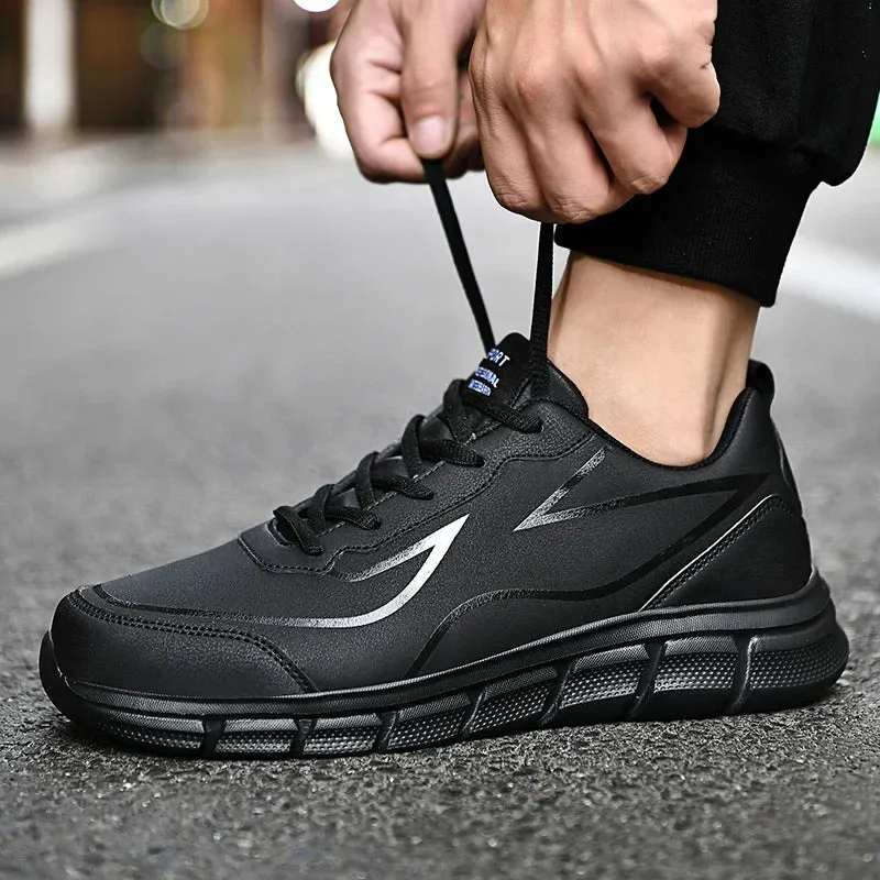 YRZL Black Waterproof Running Shoes for All-Weather Comfort