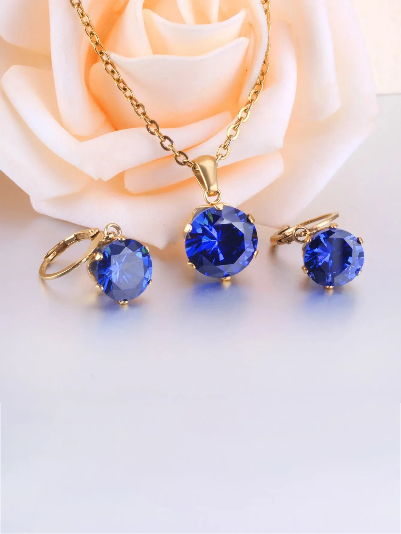 Zircon necklace and earrings jewelry set - FD ⚡