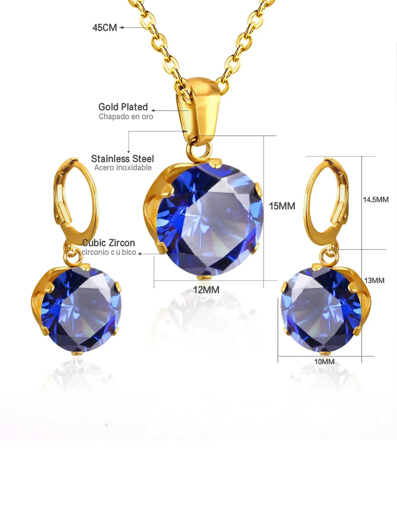 Zircon necklace and earrings jewelry set - FD ⚡