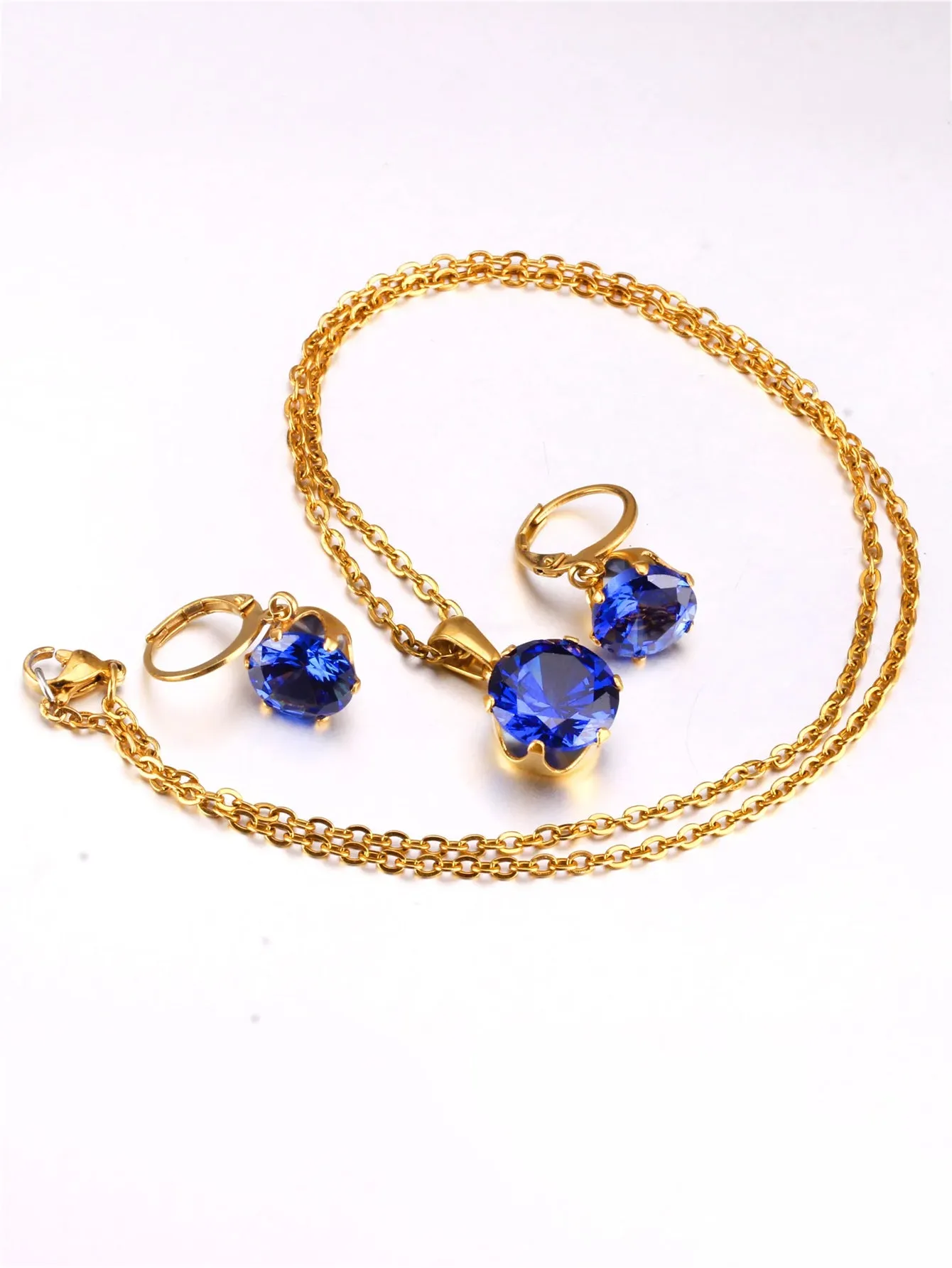 Zircon necklace and earrings jewelry set - FD ⚡